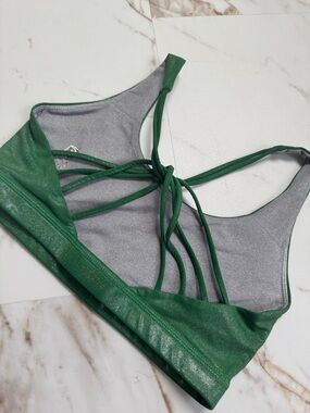 Born Primitive Vitality Sports Bra Sz S Green Metallic Sparkle CrossFit Fitness